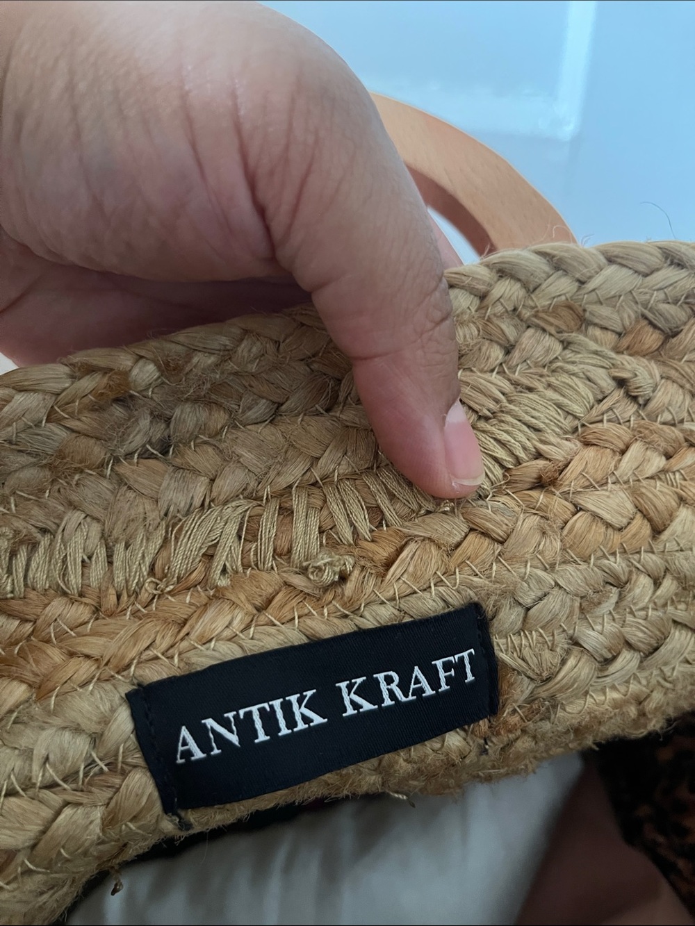 Antik Kraft Handwoven Floral Straw Raffia Jute Tote in Red, Mustard & Navy - Picture 5 of 11